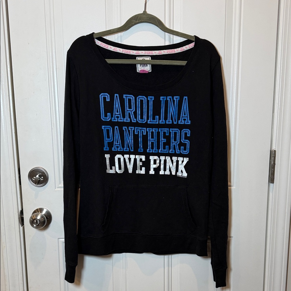 Victoria’s Secret PINK Black Carolina Panthers Love Pink Sweatshirt